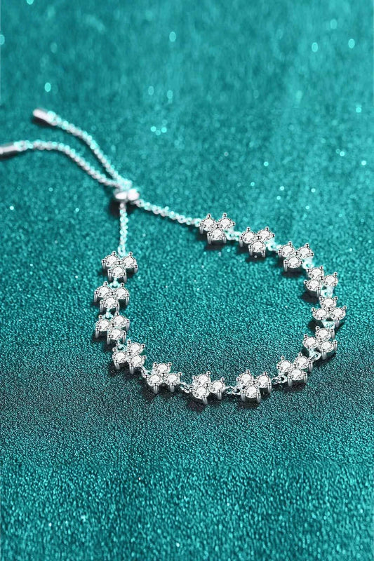 Adjustable Moissanite Bracelet in 925 Sterling Silver with 4.2 Carats of Sparkling Stones