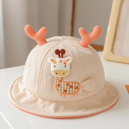 Adorable baby bucket hat with cute cartoon animal designs and playful ears, perfect for sun protection and style