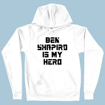 Premium-quality Ben Shapiro hoodie with Airlume cotton blend, double-lined hood, and roomy pouch pocket, made ethically in the UK