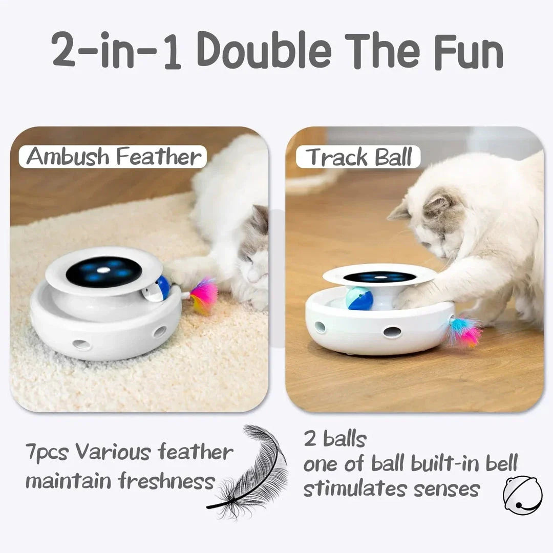 Captivating 2-in-1 Smart Cat Toy with feather wand and interactive balls for endless feline fun and engagement