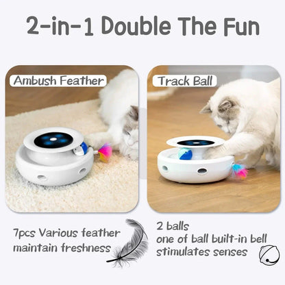 Captivating 2-in-1 Smart Cat Toy with feather wand and interactive balls for endless feline fun and engagement