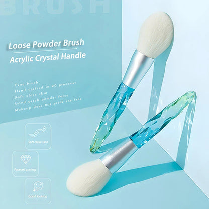 Elegant Crystal Handle Powder Makeup Brush with Prism Design for Flawless Makeup Application