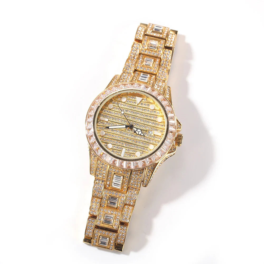 Elegant black diamond butterfly quartz watch with dual buttons and a sleek 43mm stainless steel case