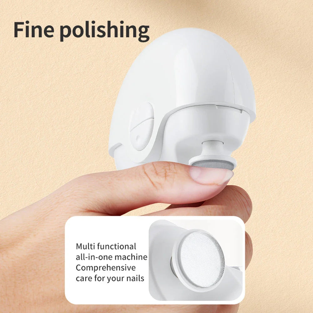 Premium electric 2-in-1 nail clipper and polisher with integrated nail clippings compartment, cordless design, and user-friendly features