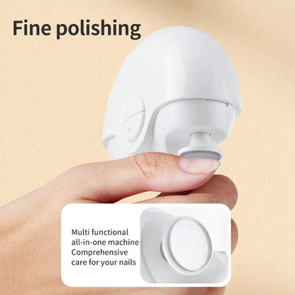 Premium electric 2-in-1 nail clipper and polisher with integrated nail clippings compartment, cordless design, and user-friendly features