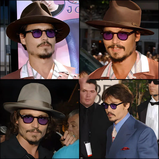 Classic round sunglasses with tinted lenses inspired by the iconic style of Johnny Depp
