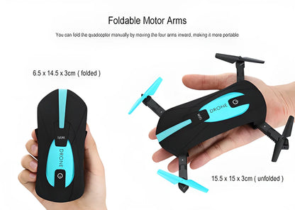 Compact and foldable aerial selfie drone with 720p HD camera for capturing stunning aerial photography and videography