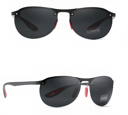 Premium British-made polarised rimless sunglasses with durable TR90 frames and shatter-resistant polycarbonate lenses