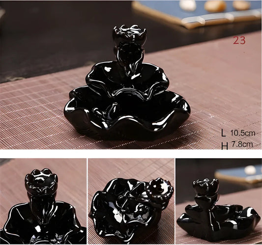Elegant ceramic waterfall incense burner with flowing smoke and soothing sounds for a relaxing ambiance