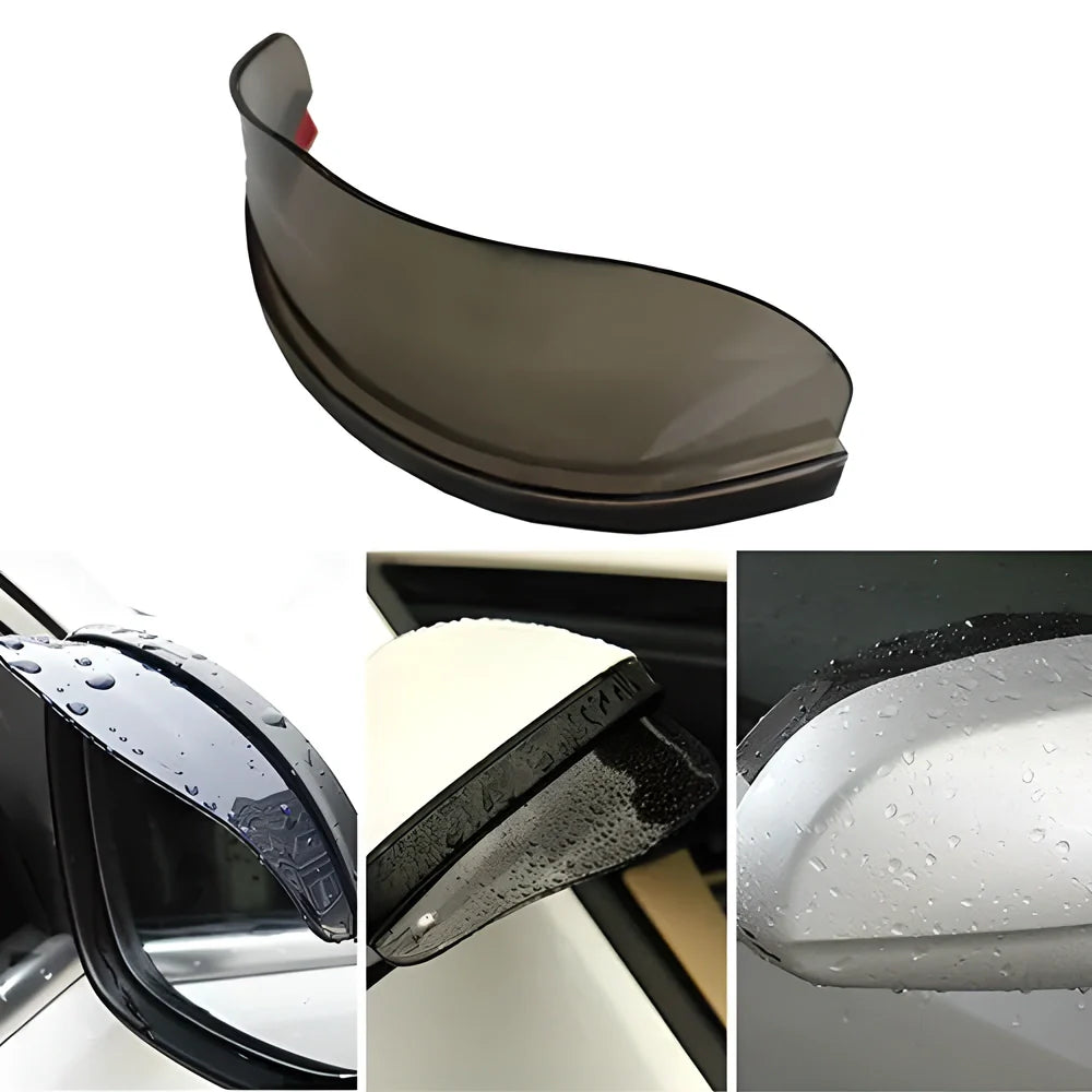 Clear anti-rain side mirror guard designed to maintain visibility for safe driving in wet weather conditions