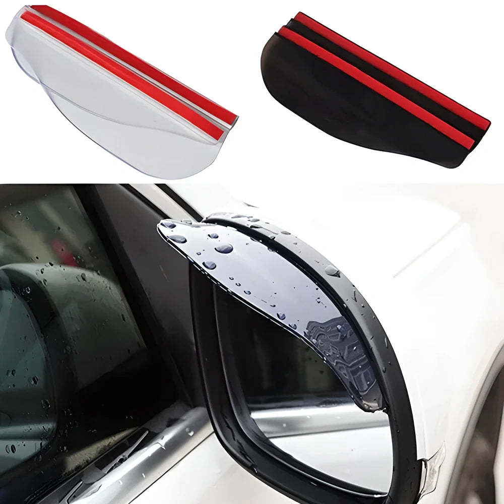 Clear anti-rain side mirror guard designed to maintain visibility for safe driving in wet weather conditions