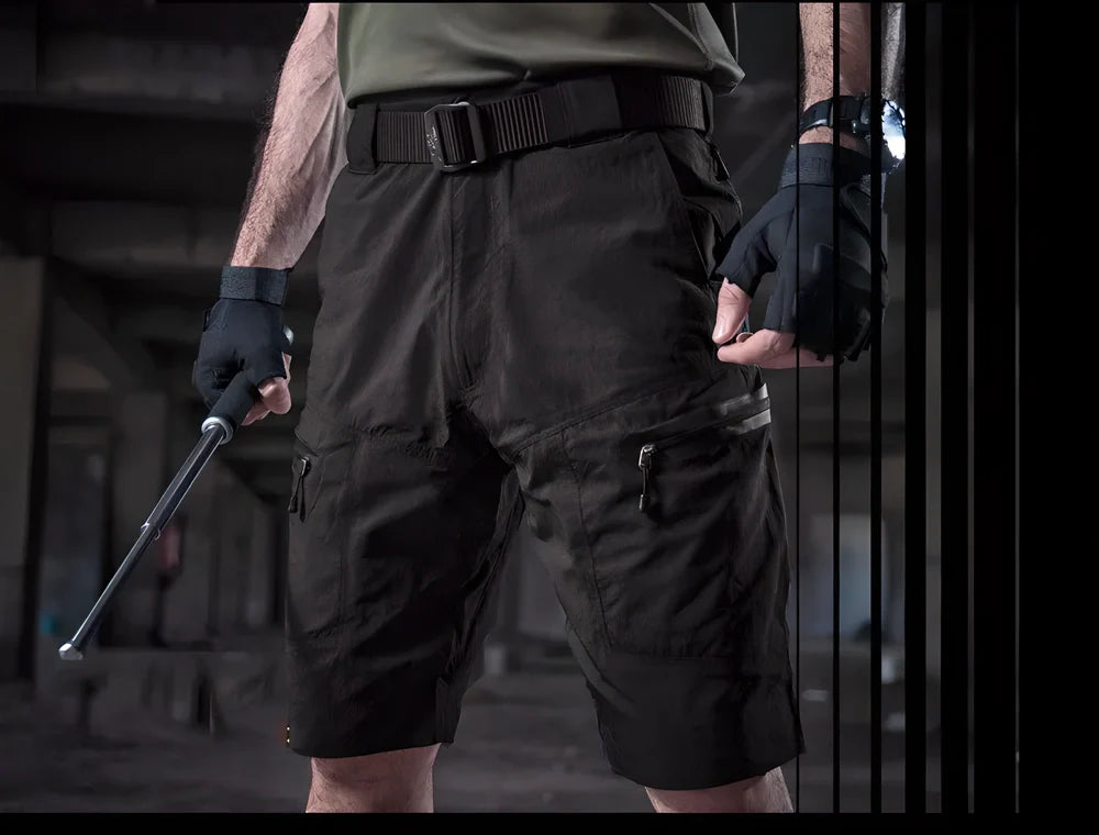 Durable quick-drying combat cargo shorts with reinforced seat and action waistband for active British lifestyles