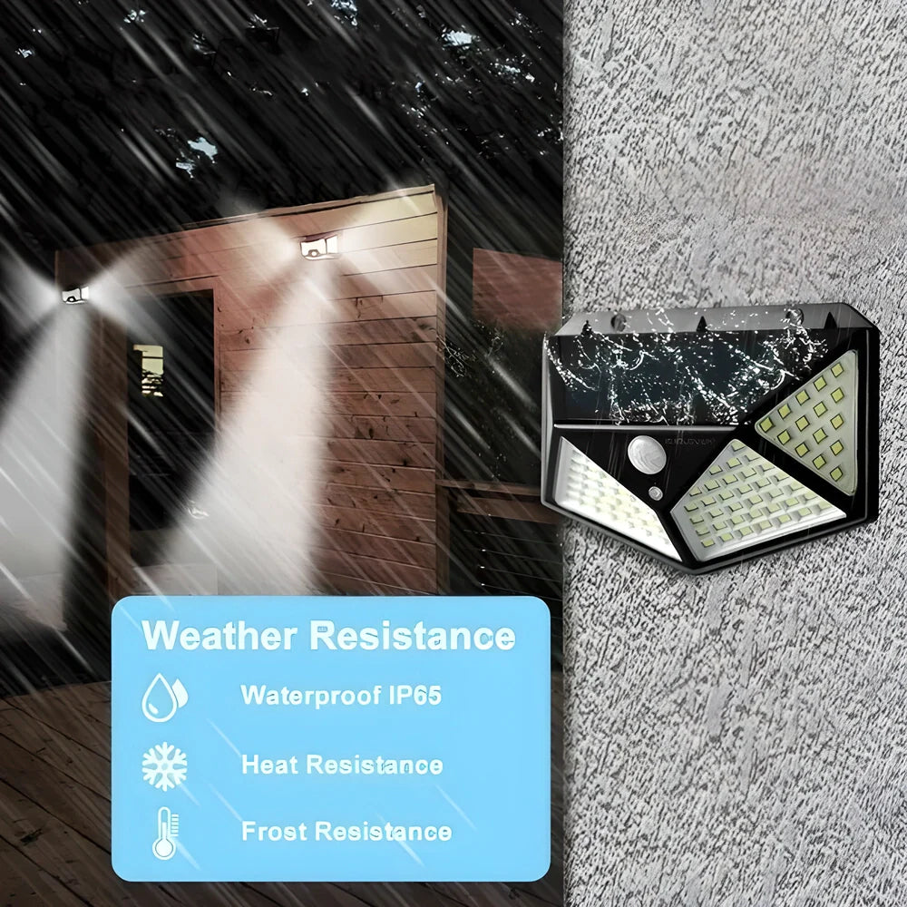 Solaris 2.0™ 100 LED Outdoor Motion Sensor Waterproof Solar Lamp - Brilliant, Eco-Friendly Lighting for Pathways, Gardens, and Driveways