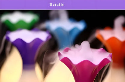 Elegant ultrasonic aroma diffuser and humidifier in various colours, creating a soothing and relaxing atmosphere.